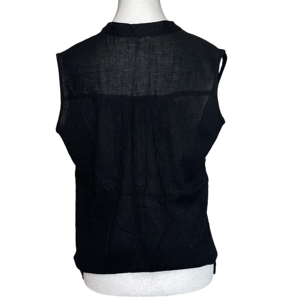 Notations Women’s Black & White Embroidered Button Up Sleeveless Top Sz PL EUC - Picture 2 of 4